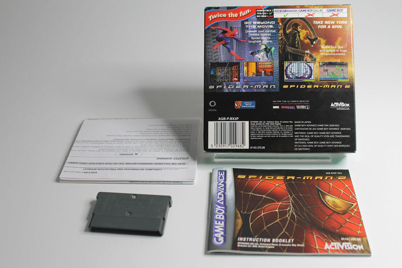Laden Sie das Bild in Galerie -Viewer, 2 in 1 Spider-Man 1 &amp; 2 Gameboy Advance mit OVP CIB im Acryl-Case
