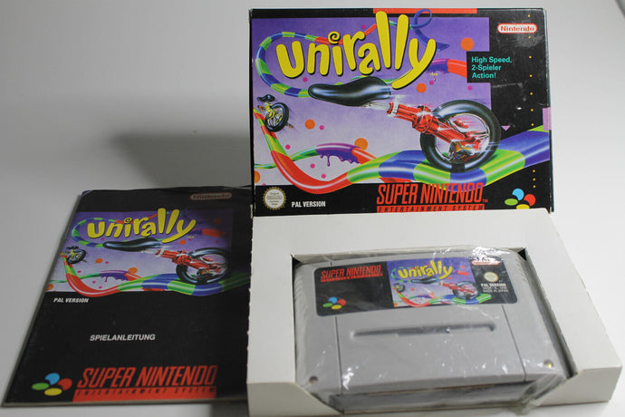 SNES Super Nintendo Unirally mit  OVP und Anleitung NOE Acryl Case - TOP Zustand