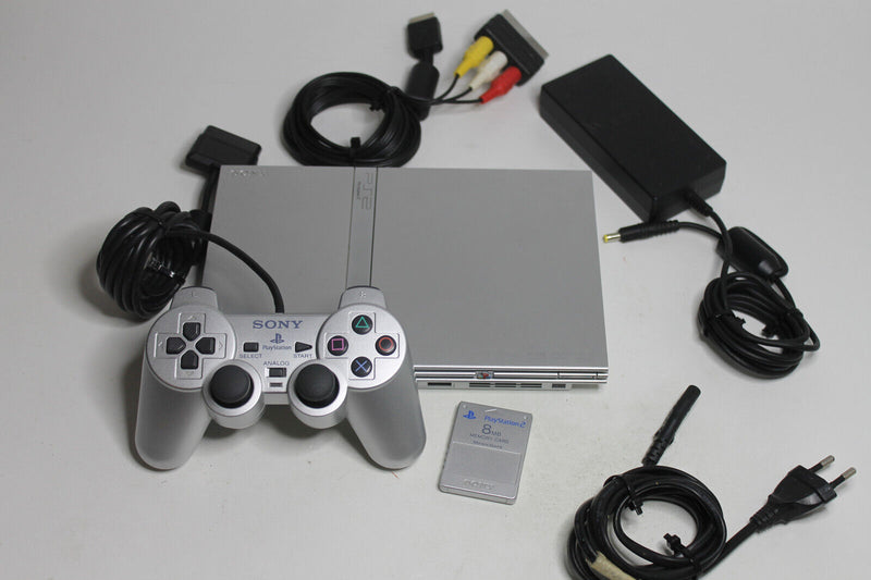 Laden Sie das Bild in Galerie -Viewer, Sony Playstation 2 Konsole Slim Set - Silber (SCPH-70001)

