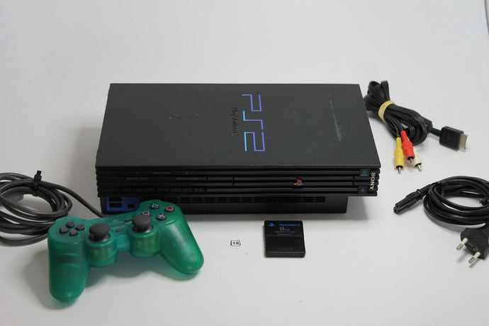Sony Playstation 2 Spielkonsole - Schwarz Controller transparent Memory Card