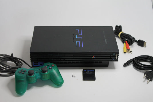 Sony Playstation 2 Spielkonsole - Schwarz Controller transparent Memory Card