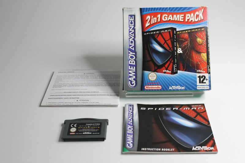 Laden Sie das Bild in Galerie -Viewer, 2 in 1 Spider-Man 1 &amp; 2 Gameboy Advance mit OVP CIB im Acryl-Case
